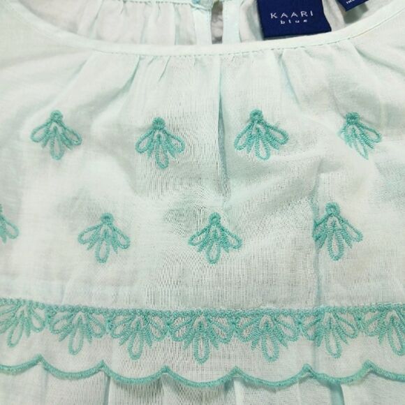 KAARI BLUE Embroidered Tiered Ruffle Trim Peasant Blouse Women's L. 100% Cotton. - Picture 4 of 12